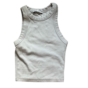 Bershka Light White Ribbed Top